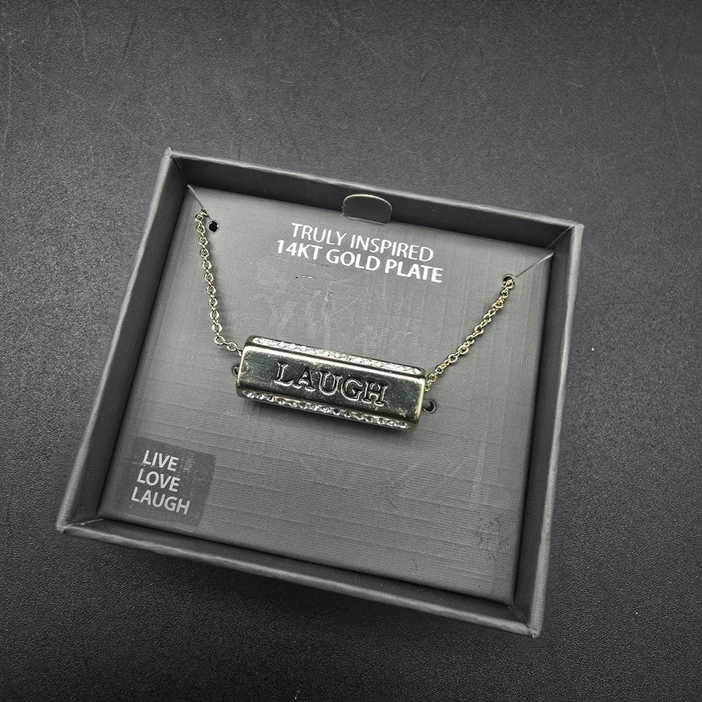 14K Gold Plated Live Laugh Love Pendant Necklace